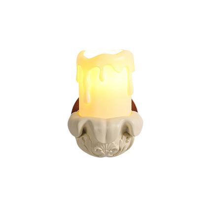 Traditional French Resin Wood Glass Candle Bell 1-Light Wall Sconce Lamp For Bedside