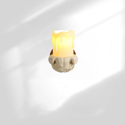 Traditional French Resin Wood Glass Candle Bell 1-Light Wall Sconce Lamp For Bedside