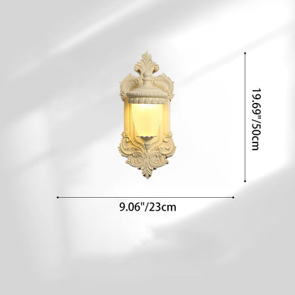 Traditional French Resin Hardware Glass Candlestick Shell Carved 1-Light Wall Sconce Lamp For Bedside