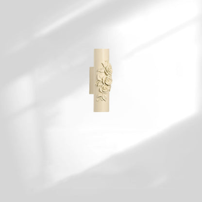 Traditional French Resin Hardware Candlestick Roman Column Carved Rose 1-Light Wall Sconce Lamp For Bedside