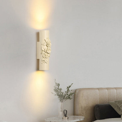 Traditional French Resin Hardware Candlestick Roman Column Carved Rose 1-Light Wall Sconce Lamp For Bedside
