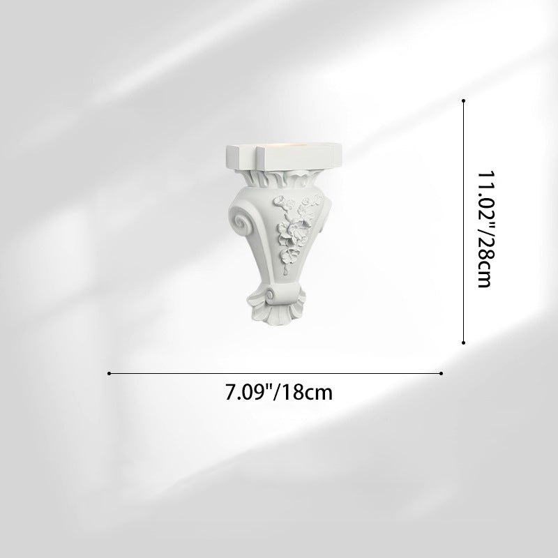 Traditional French Resin Hardware Candlestick Roman Column Carved Rose 1-Light Wall Sconce Lamp For Bedside