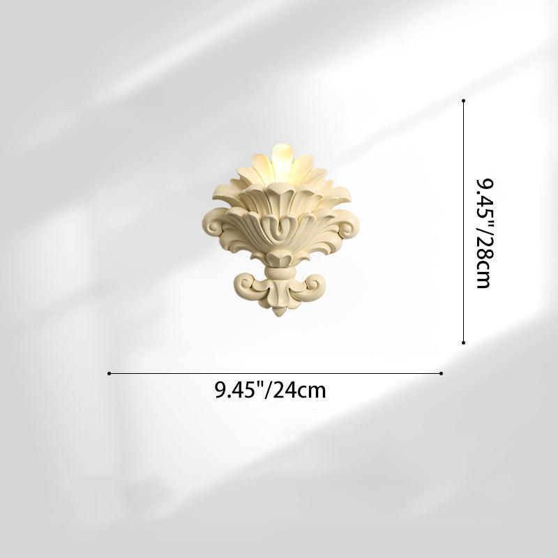 Traditional French Resin Hardware Candlestick Roman Column Carved Rose 1-Light Wall Sconce Lamp For Bedside