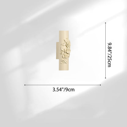 Traditional French Resin Hardware Candlestick Roman Column Carved Rose 1-Light Wall Sconce Lamp For Bedside