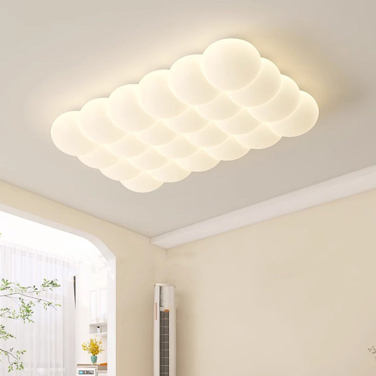 Modern Simplicity Iron PE Bubble Cloud Round Square Rectangular LED Flush Mount Ceiling Light For Bedroom
