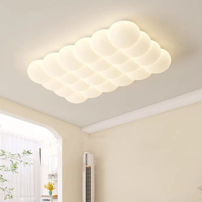 Modern Simplicity Iron PE Bubble Cloud Round Square Rectangular LED Flush Mount Ceiling Light For Bedroom