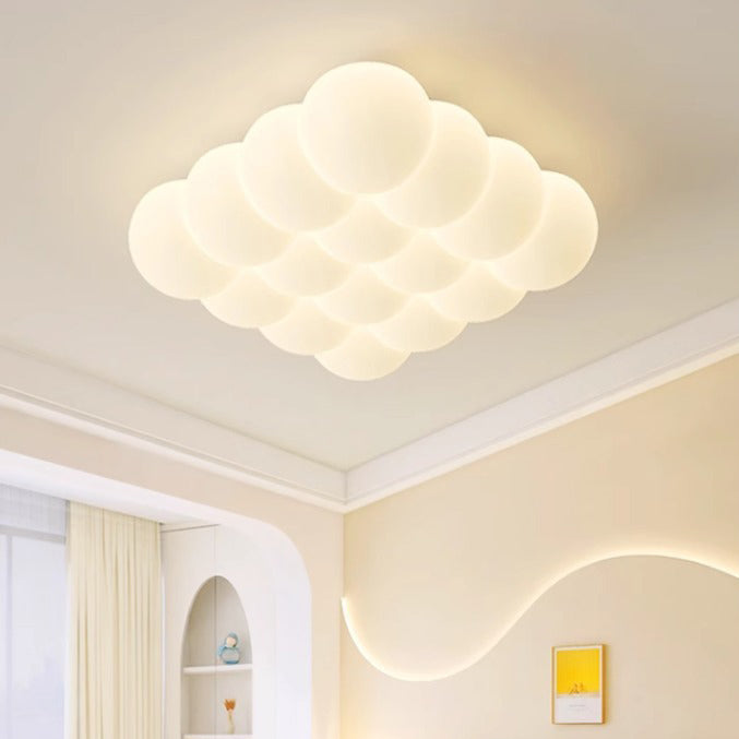 Modern Simplicity Iron PE Bubble Cloud Round Square Rectangular LED Flush Mount Ceiling Light For Bedroom