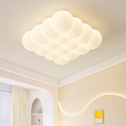 Modern Simplicity Iron PE Bubble Cloud Round Square Rectangular LED Flush Mount Ceiling Light For Bedroom