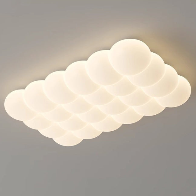 Modern Simplicity Iron PE Bubble Cloud Round Square Rectangular LED Flush Mount Ceiling Light For Bedroom