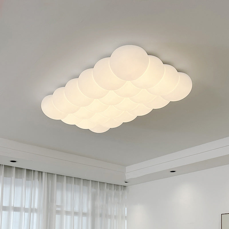Modern Simplicity Iron PE Bubble Cloud Round Square Rectangular LED Flush Mount Ceiling Light For Bedroom