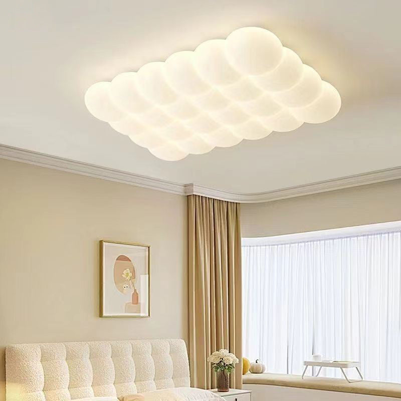 Modern Simplicity Iron PE Bubble Cloud Round Square Rectangular LED Flush Mount Ceiling Light For Bedroom