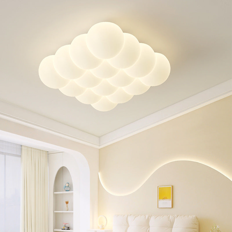 Modern Simplicity Iron PE Bubble Cloud Round Square Rectangular LED Flush Mount Ceiling Light For Bedroom