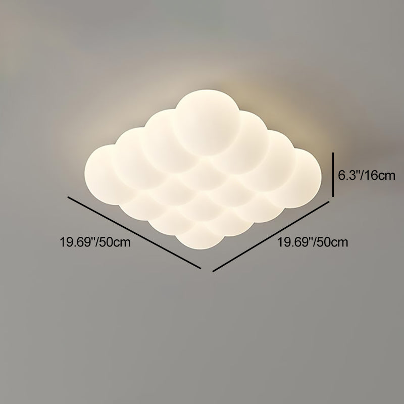 Modern Simplicity Iron PE Bubble Cloud Round Square Rectangular LED Flush Mount Ceiling Light For Bedroom