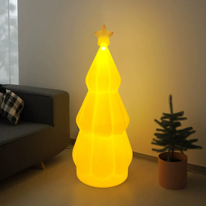 Contemporary Creative Solar Rechargeable Waterproof PE Christmas Tree Decoration LED Standing Floor Lamp Outdoor Light For Outdoor Patio