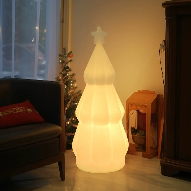 Contemporary Creative Solar Rechargeable Waterproof PE Christmas Tree Decoration LED Standing Floor Lamp Outdoor Light For Outdoor Patio
