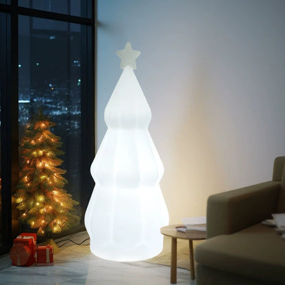 Contemporary Creative Solar Rechargeable Waterproof PE Christmas Tree Decoration LED Standing Floor Lamp Outdoor Light For Outdoor Patio