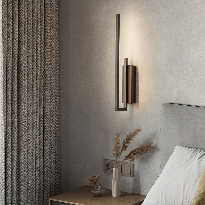 Modern Mid-century All Copper Line Crooked Hook Geometric LED Wall Sconce Lamp For Bedside