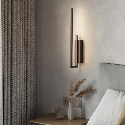 Modern Mid-century All Copper Line Crooked Hook Geometric LED Wall Sconce Lamp For Bedside