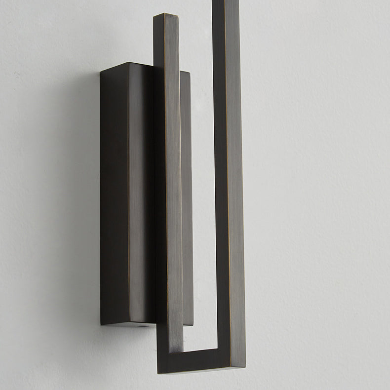 Modern Mid-century All Copper Line Crooked Hook Geometric LED Wall Sconce Lamp For Bedside