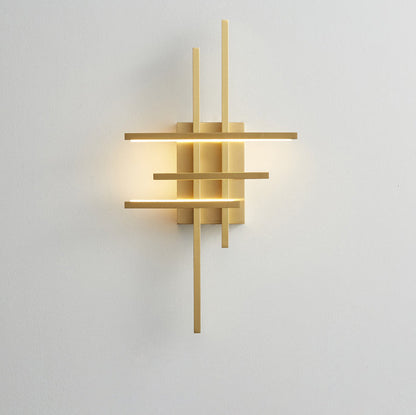Modern Mid-century All Copper Line Crooked Hook Geometric LED Wall Sconce Lamp For Bedside