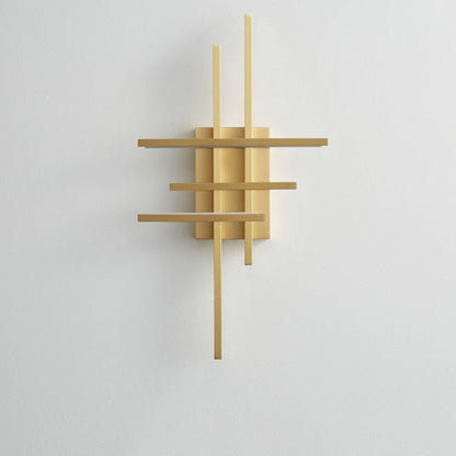 Modern Mid-century All Copper Line Crooked Hook Geometric LED Wall Sconce Lamp For Bedside