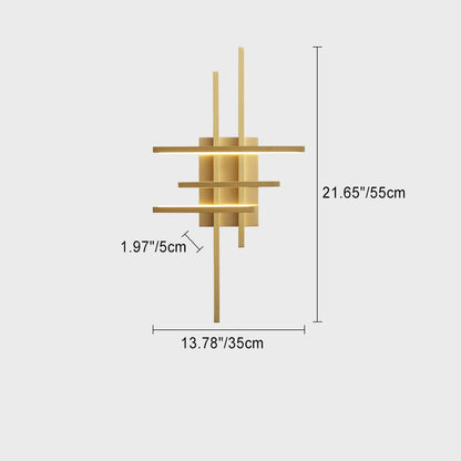Modern Mid-century All Copper Line Crooked Hook Geometric LED Wall Sconce Lamp For Bedside