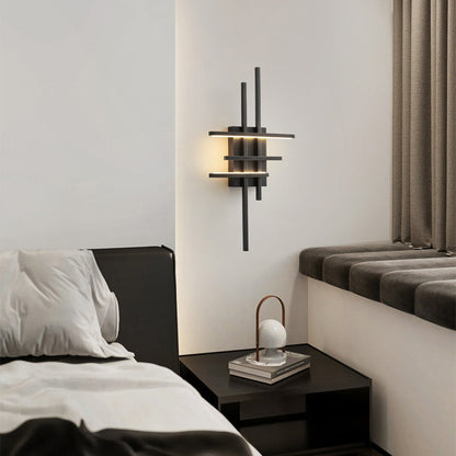Modern Mid-century All Copper Line Crooked Hook Geometric LED Wall Sconce Lamp For Bedside