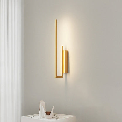Modern Mid-century All Copper Line Crooked Hook Geometric LED Wall Sconce Lamp For Bedside