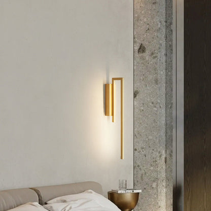 Modern Mid-century All Copper Line Crooked Hook Geometric LED Wall Sconce Lamp For Bedside