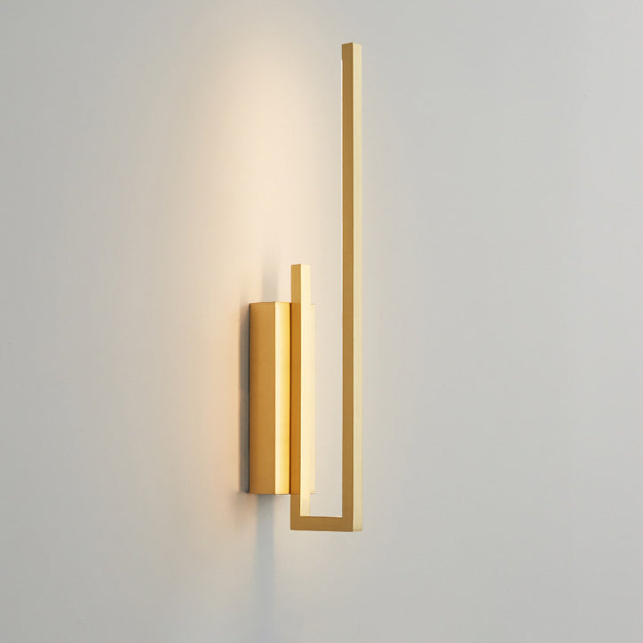 Modern Mid-century All Copper Line Crooked Hook Geometric LED Wall Sconce Lamp For Bedside