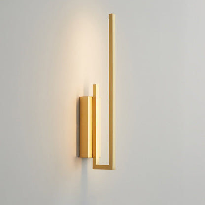 Modern Mid-century All Copper Line Crooked Hook Geometric LED Wall Sconce Lamp For Bedside