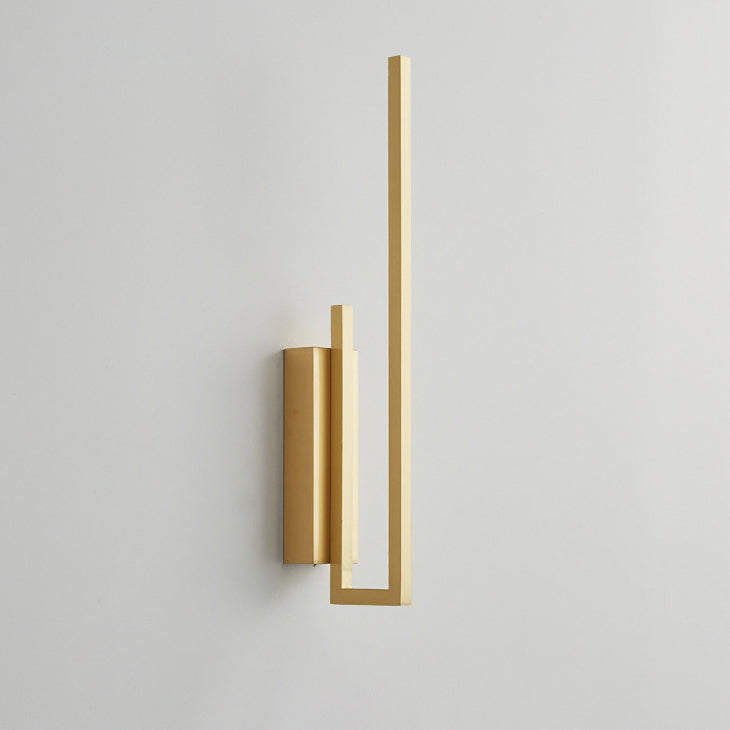 Modern Mid-century All Copper Line Crooked Hook Geometric LED Wall Sconce Lamp For Bedside
