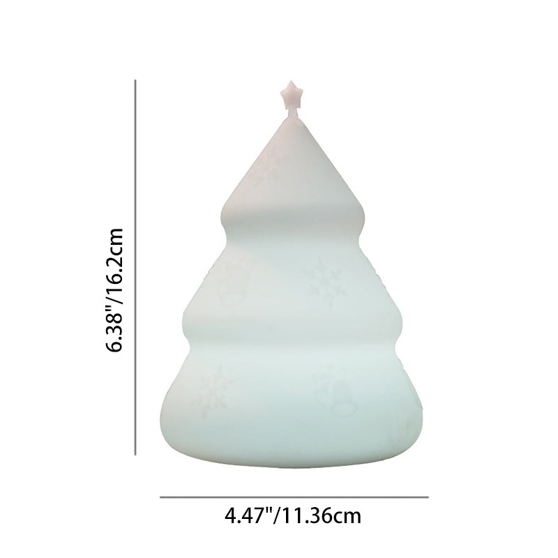 Contemporary Creative Rechargeable Battery ABS Silica Christmas Tree Bell Snow LED Table Lamp Night Light For Bedside