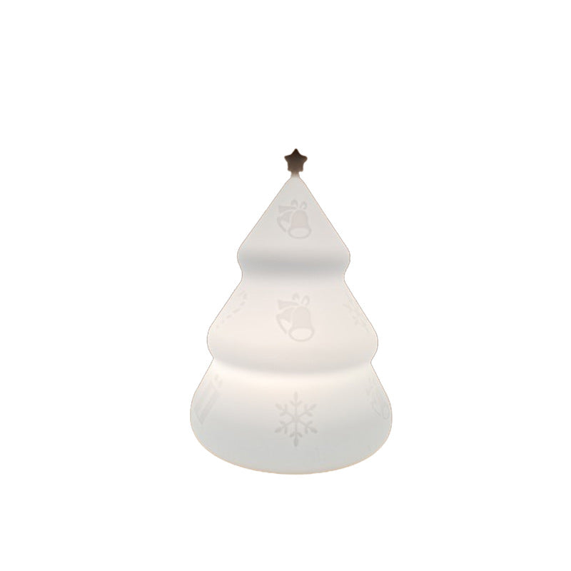 Contemporary Creative Rechargeable Battery ABS Silica Christmas Tree Bell Snow LED Table Lamp Night Light For Bedside