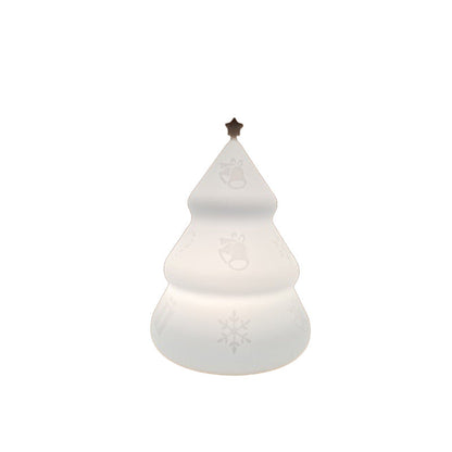 Contemporary Creative Rechargeable Battery ABS Silica Christmas Tree Bell Snow LED Table Lamp Night Light For Bedside