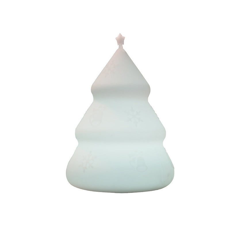 Contemporary Creative Rechargeable Battery ABS Silica Christmas Tree Bell Snow LED Table Lamp Night Light For Bedside