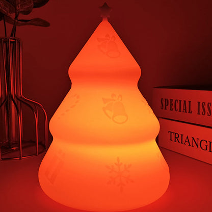 Contemporary Creative Rechargeable Battery ABS Silica Christmas Tree Bell Snow LED Table Lamp Night Light For Bedside