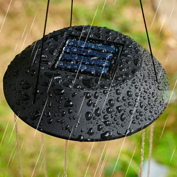 Contemporary Boho Solar Waterproof ABS Metal Moon Sun Star Decoration Wind Chime Hanging LED Outdoor Light Landscape Lighting For Outdoor Patio