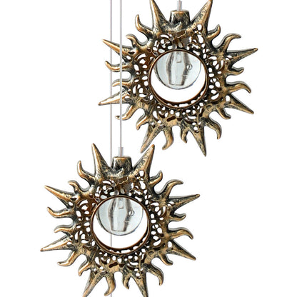 Contemporary Boho Solar Waterproof ABS Metal Moon Sun Star Decoration Wind Chime Hanging LED Outdoor Light Landscape Lighting For Outdoor Patio