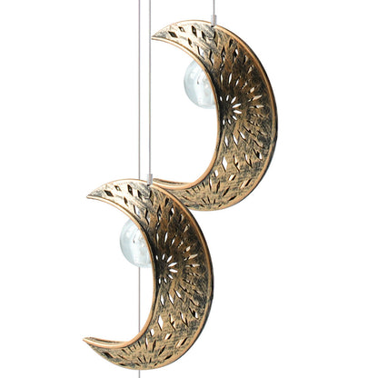 Contemporary Boho Solar Waterproof ABS Metal Moon Sun Star Decoration Wind Chime Hanging LED Outdoor Light Landscape Lighting For Outdoor Patio