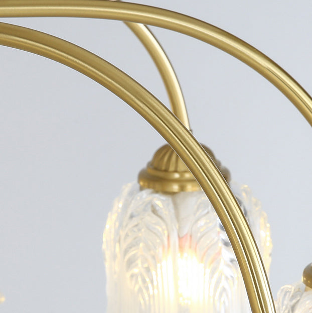 Traditional French Brass Glass Crystal Floral Bud 6/8/10/12 Light Chandeliers For Living Room
