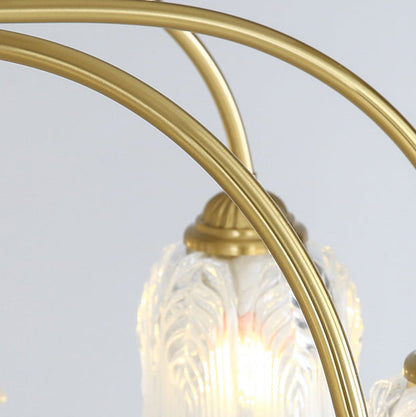 Traditional French Brass Glass Crystal Floral Bud 6/8/10/12 Light Chandeliers For Living Room