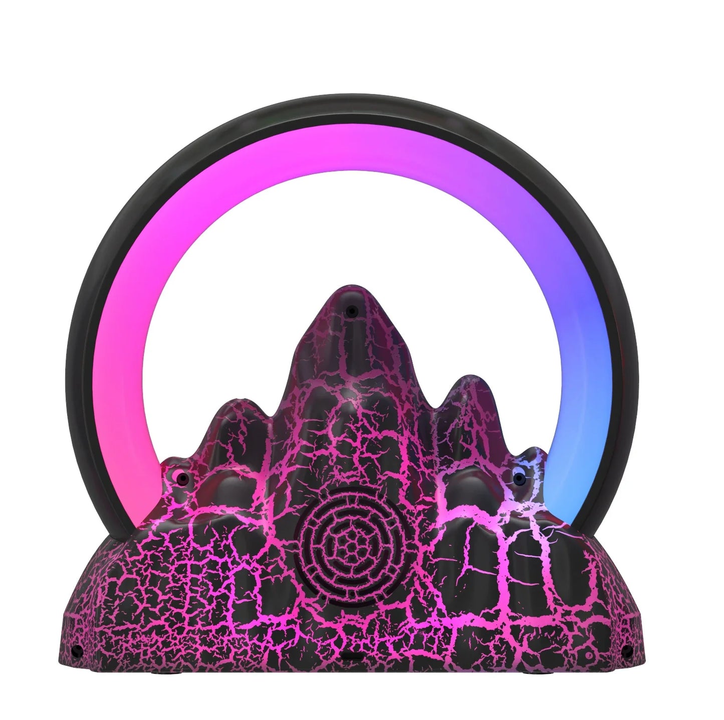Contemporary Creative ABS Rechargeable Bluetooth Circle Volcano Crackle Clock LED Ambient Light Table Lamp For Bedside