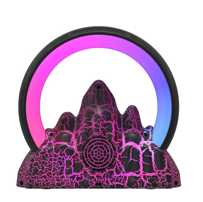 Contemporary Creative ABS Rechargeable Bluetooth Circle Volcano Crackle Clock LED Ambient Light Table Lamp For Bedside