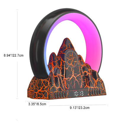 Contemporary Creative ABS Rechargeable Bluetooth Circle Volcano Crackle Clock LED Ambient Light Table Lamp For Bedside