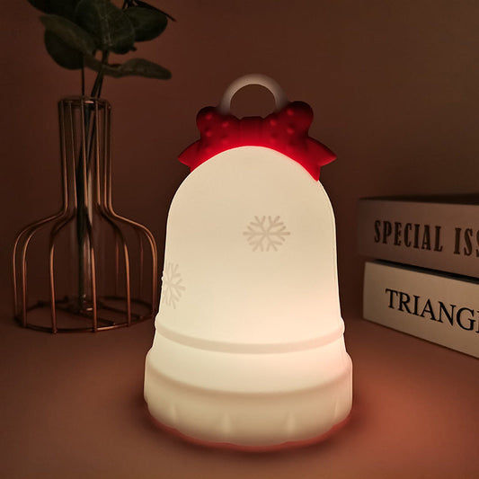 Contemporary Creative Rechargeable Battery ABS Silica Bell Snow Decoration LED Table Lamp Night Light For Bedside