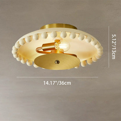 Traditional French Resin Metal Bowl Round Ball 2-Light Semi-Flush Mount Ceiling Light For Hallway