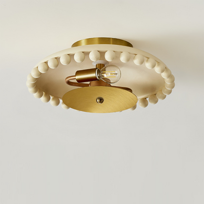 Traditional French Resin Metal Bowl Round Ball 2-Light Semi-Flush Mount Ceiling Light For Hallway