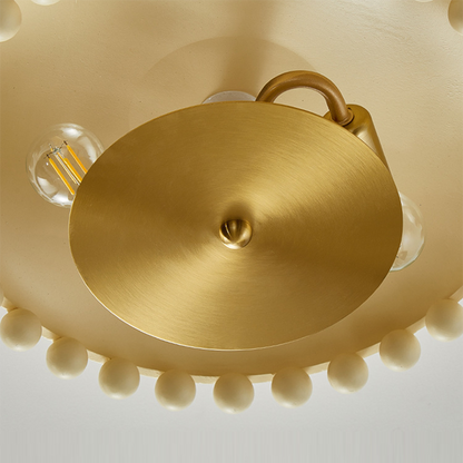 Traditional French Resin Metal Bowl Round Ball 2-Light Semi-Flush Mount Ceiling Light For Hallway