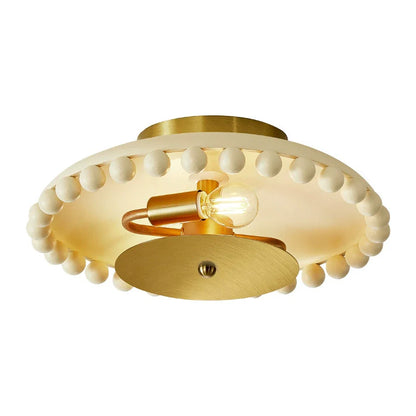 Traditional French Resin Metal Bowl Round Ball 2-Light Semi-Flush Mount Ceiling Light For Hallway